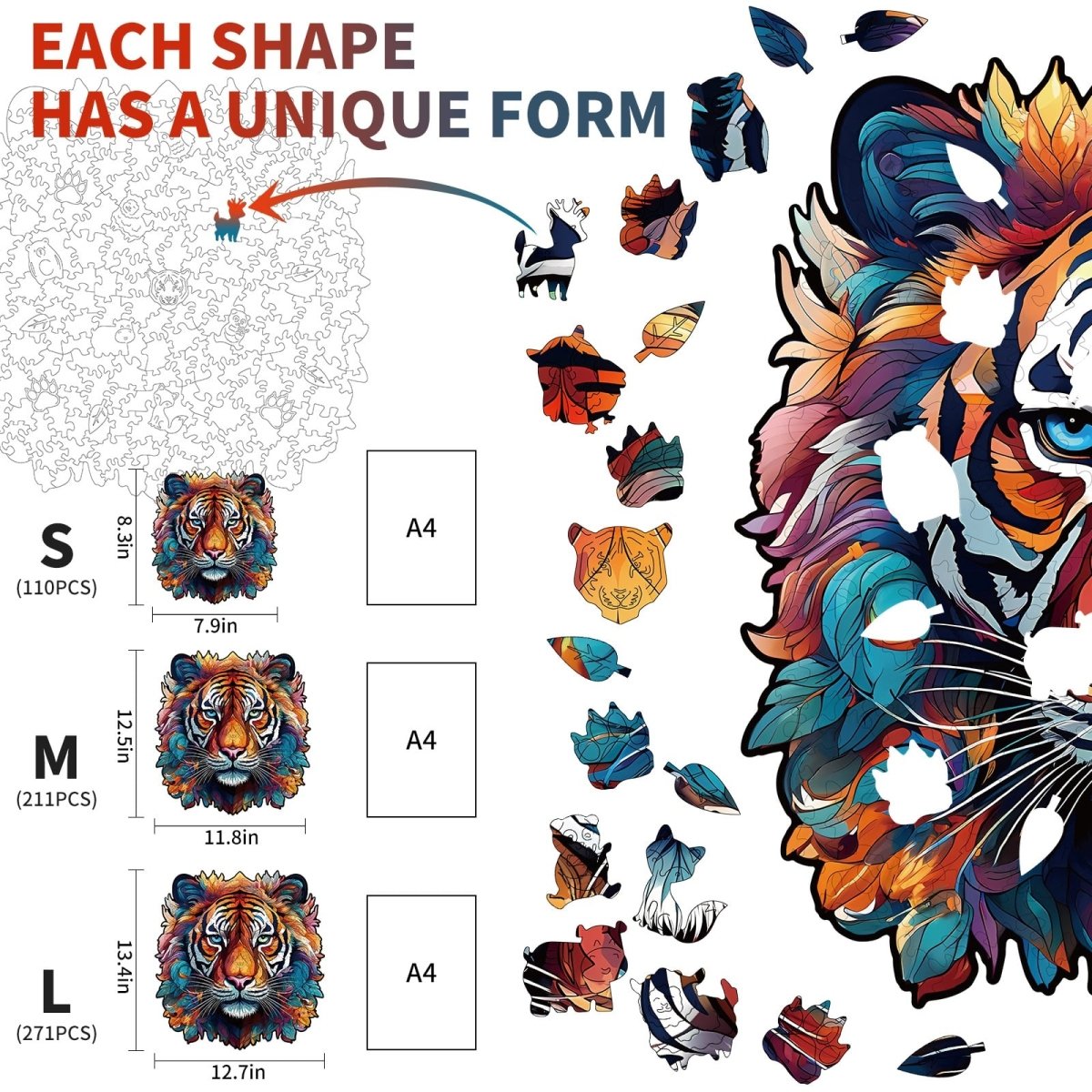 kaayee-tough-tiger-holzpuzzle-medium-tigermotiv image 3