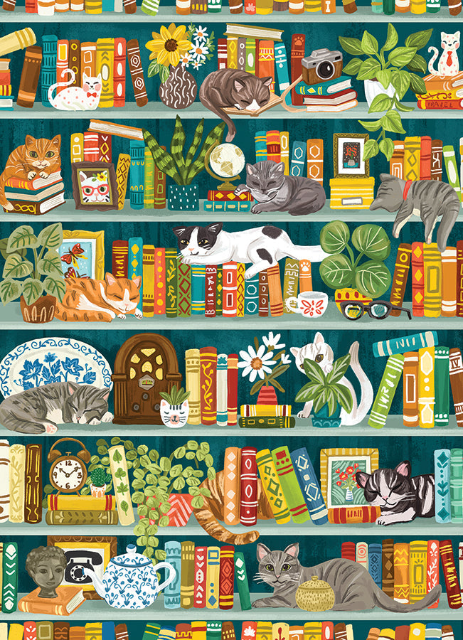 cobble-hill-1000-piece-purrfect-bookshelf-puzzle-1000-teile-katzen image 2