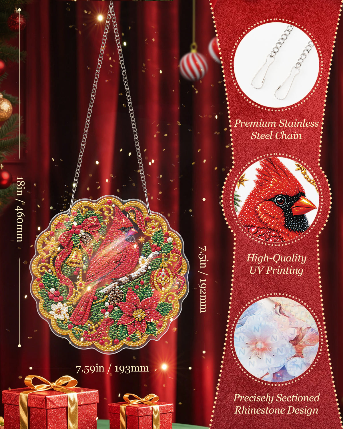 kaayee-christmas-red-cardinal-suncatcher-bastelset-20-cm image 3