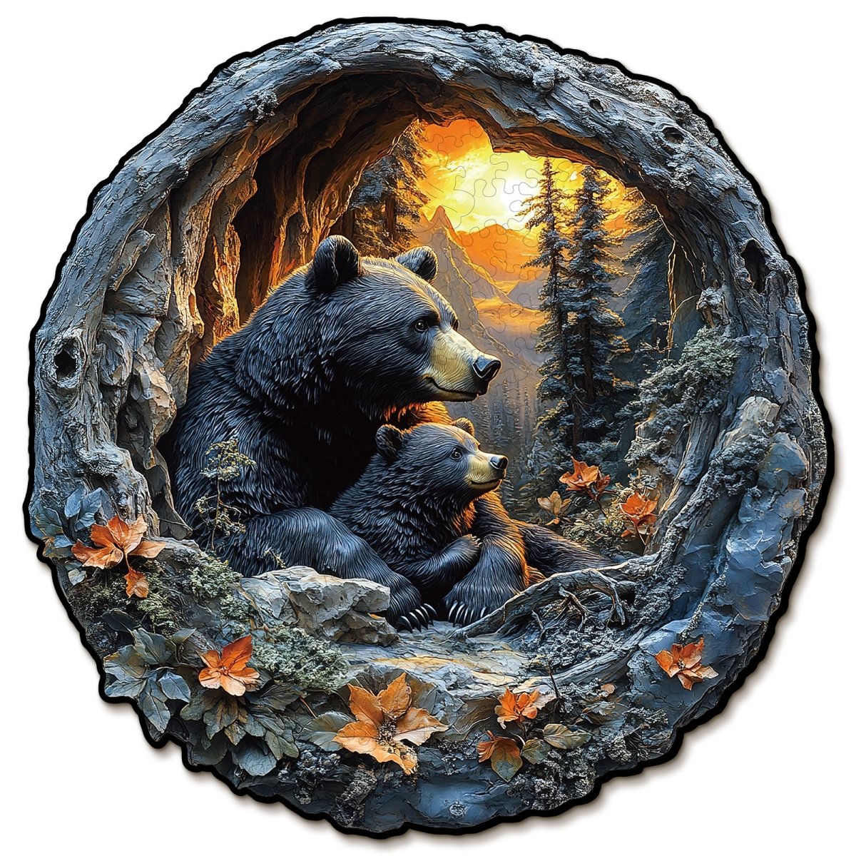 kaayee-wooden-puzzle-3d-bear-cuddle-holzpuzzle-b-r-medium image 1