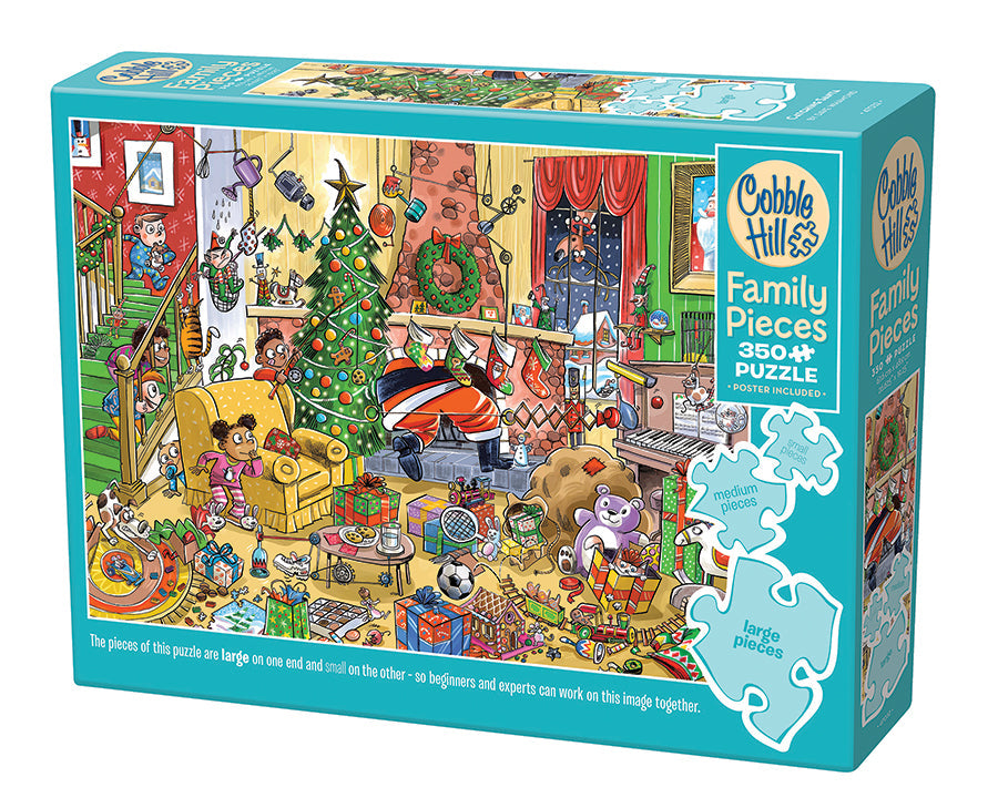 cobble-hill-family-pieces-350-puzzle-catching-santa-350-teile-weihnachten image 1