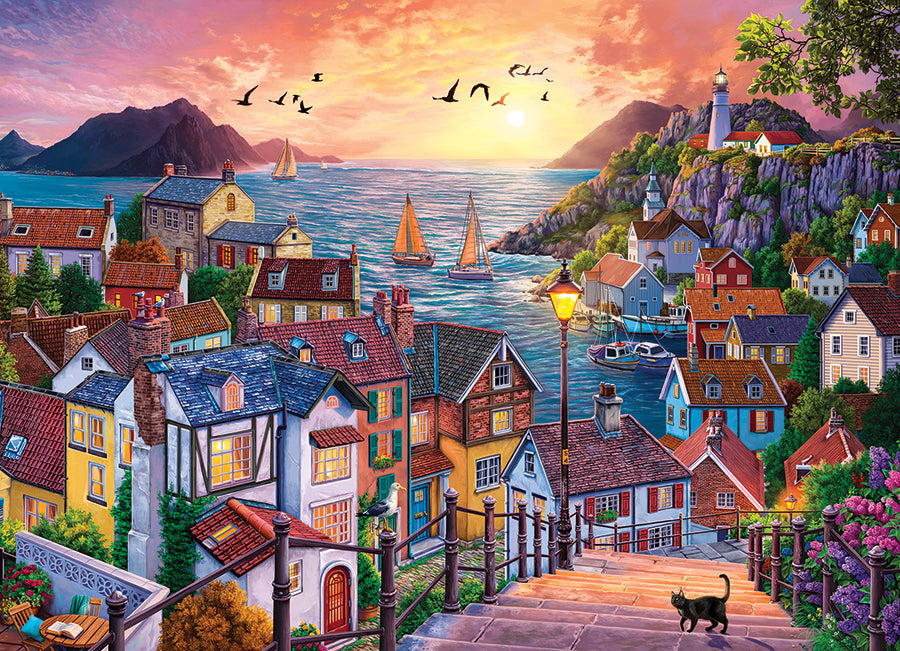 cobble-hill-1000-teile-coastal-town-at-sunset-puzzle-k-ste image 2