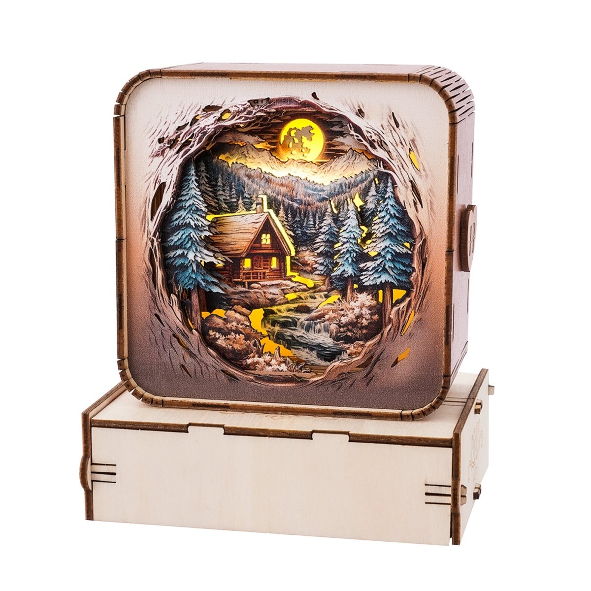 kaayee-night-light-snow-mountain-cabin-nachtlicht-holz-warmes-licht image 4
