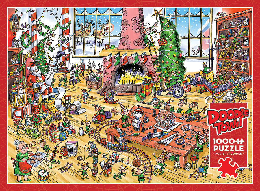 cobble-hill-1000-piece-doodletown-elves-at-work-puzzle-weihnachten image 5