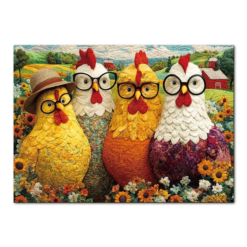 kaayee-cardboard-floral-chicken-club-puzzle-1000-teile image 1