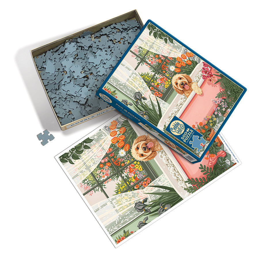 cobble-hill-bloom-and-bubbles-puzzle-500-teile-hund-badewanne image 3