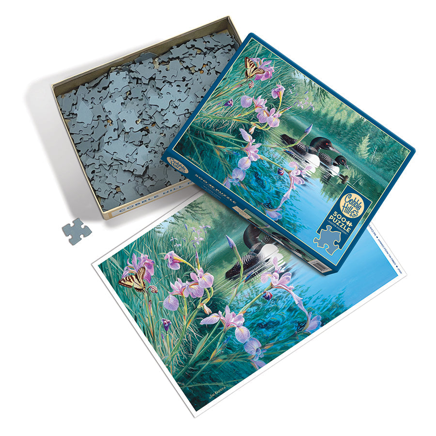 cobble-hill-500-piece-iris-cove-loons-puzzle-500-teile-see image 3