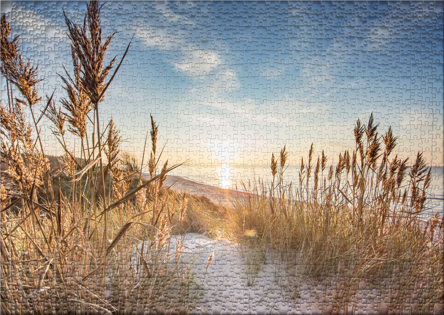 ulmer-puzzleschmiede-puzzle-1000-teile-abendweg-strand-sunset image 2