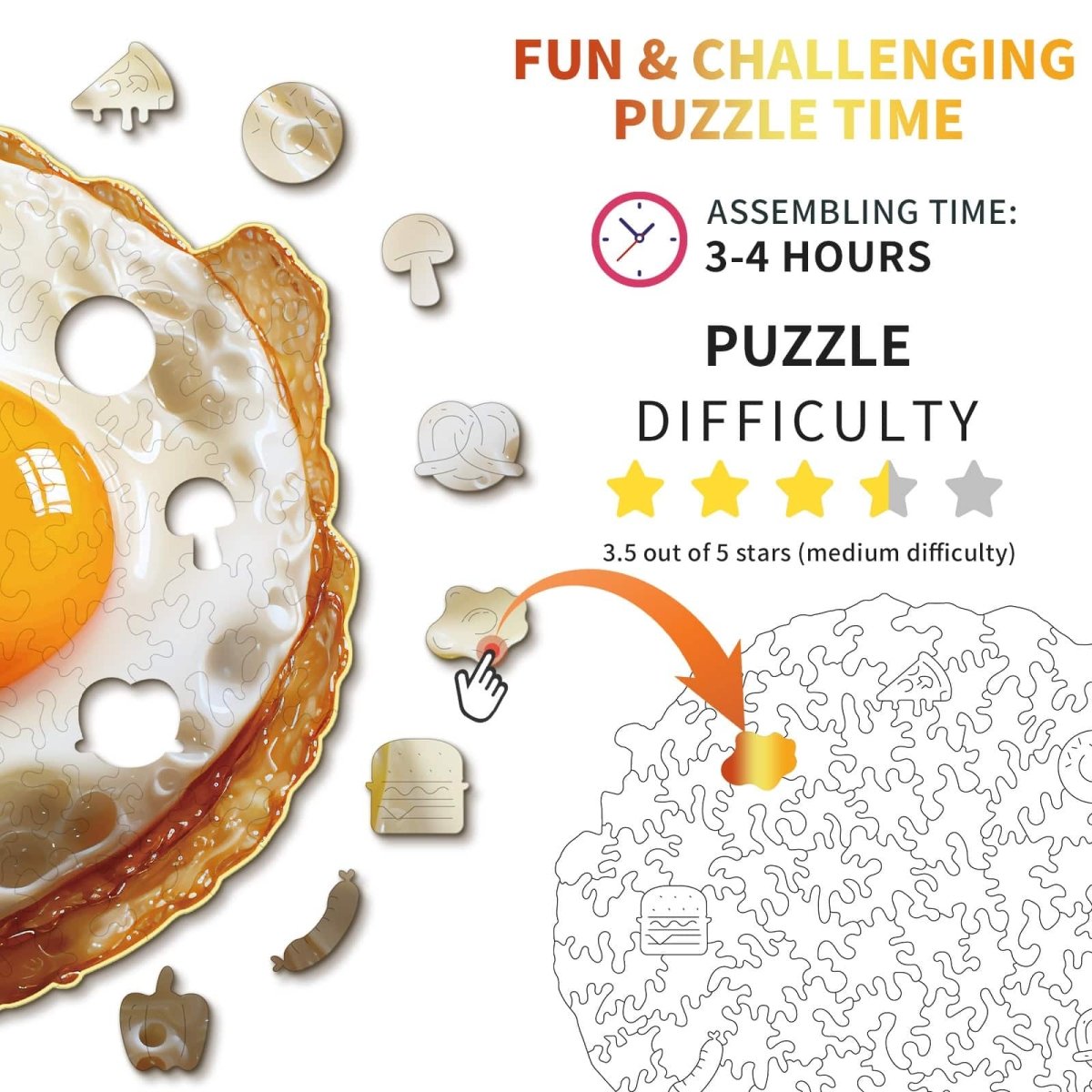 kaayee-wooden-puzzle-fried-egg-holzpuzzle-klein-110-teile image 4