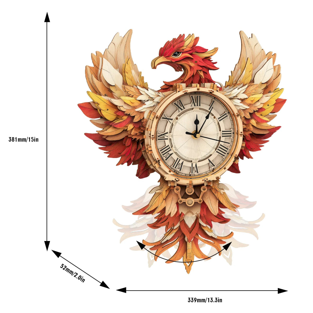 kaayee-clock-kit-phoenix-puzzle-uhr-holz-rot-gold image 3