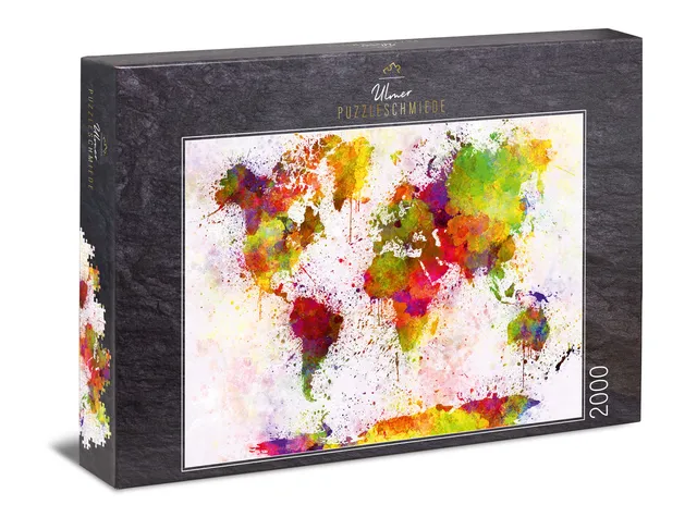 ulmer-puzzleschmiede-bunte-welt-puzzle-2000-teile-weltkarte image 1