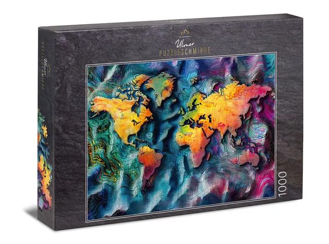 ulmer-puzzleschmiede-puzzle-1000-teile-earth-in-motion-weltkarte image 1