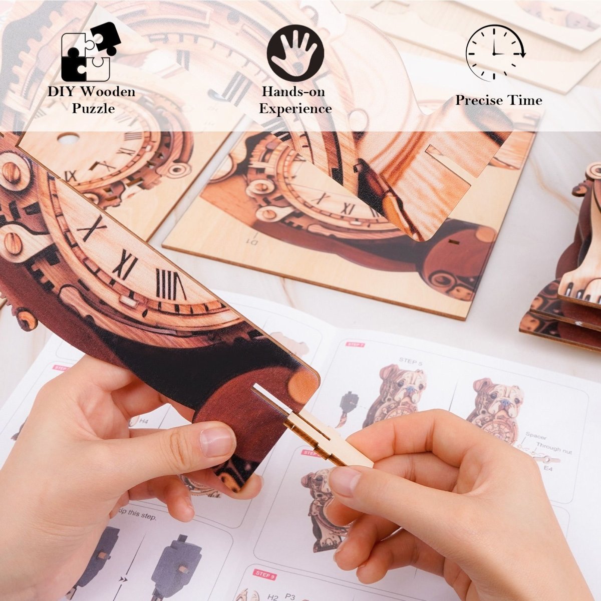kaayee-clock-kit-bulldog-holzuhr-3d-holzbausatz image 3