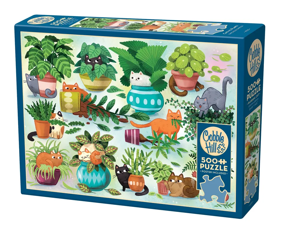 cobble-hill-500-teile-cats-vs-plants-puzzle-katzen image 1