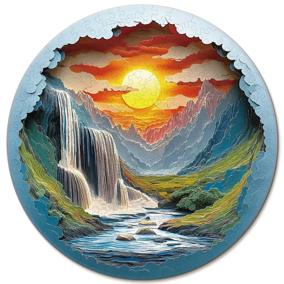 kaayee-wooden-puzzle-beautiful-gorge-holzpuzzle-medium-wasserfall image 1