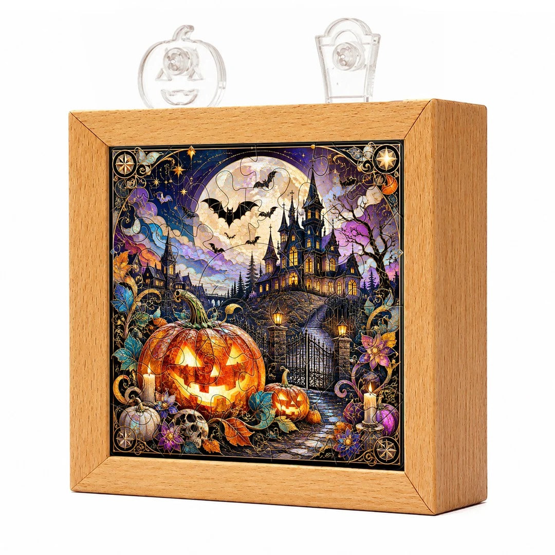 kaayee-halloween-manor-nachtlicht-holzrahmen-acryl image 1
