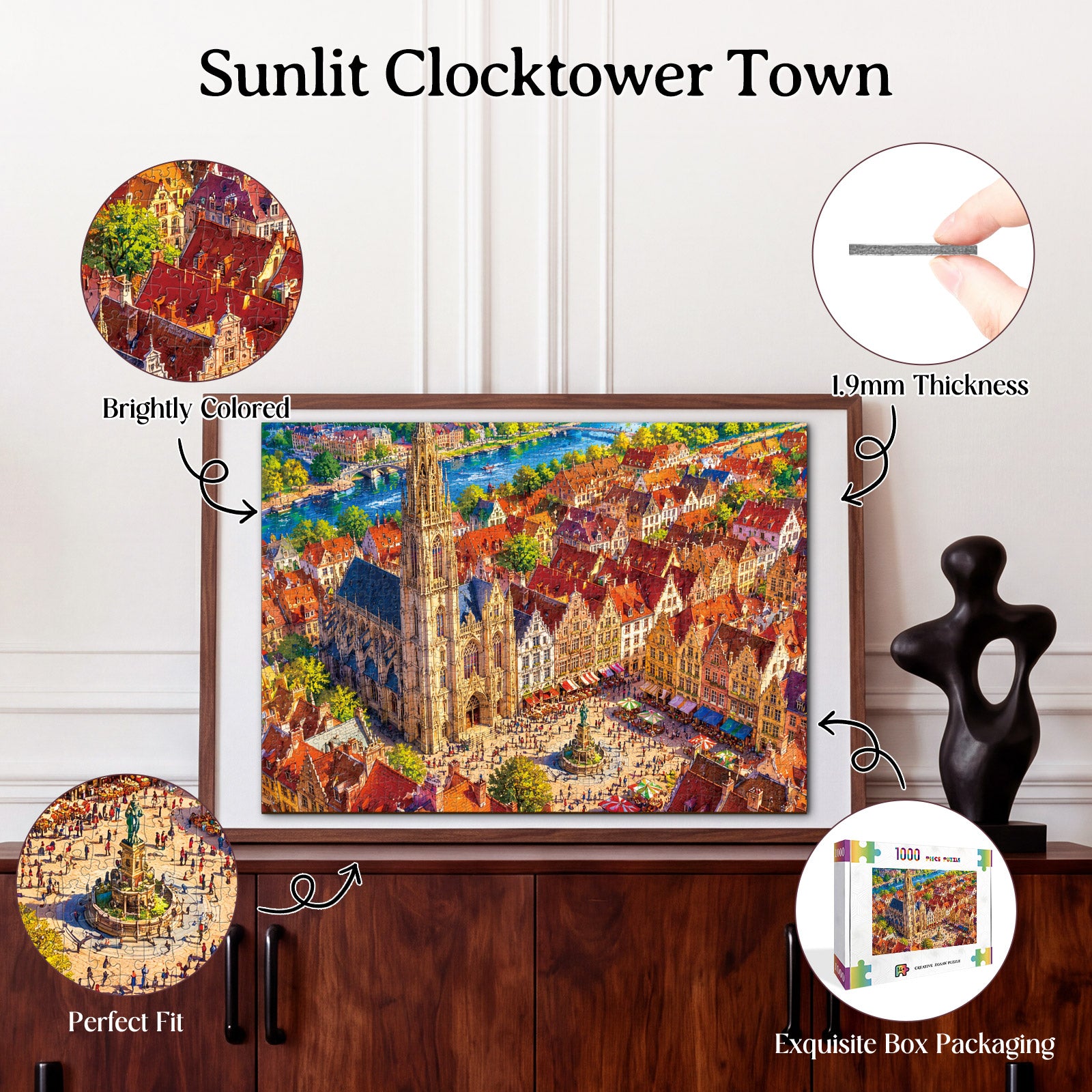 kaayee-clock-kit-sunlit-clocktower-town-puzzle-1000-teile image 3