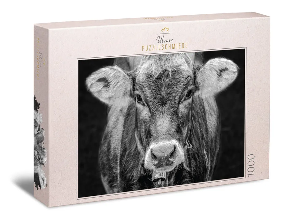 ulmer-puzzleschmiede-allg-u-puzzle-1000-teile-kuh-schwarz-wei image 1