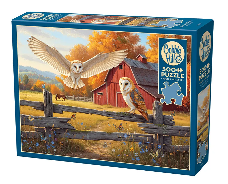 cobble-hill-500-piece-barn-and-owls-puzzle-500-teile-eulen image 1