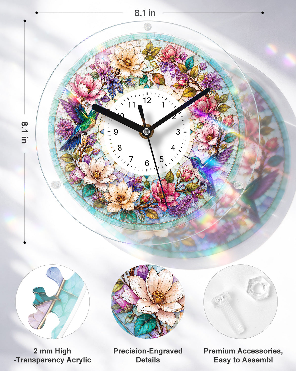 kaayee-hummingbird-garden-acryl-puzzle-uhr-regular-size image 3
