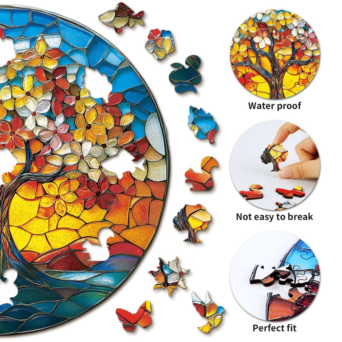 kaayee-wooden-puzzle-colorful-glass-tree-holzpuzzle-medium-bunt image 2