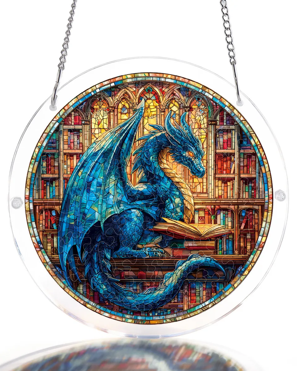 kaayee-suncatcher-blue-dragon-library-fensterbild-large-acryl image 1