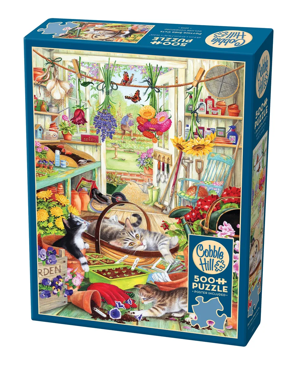 cobble-hill-500-potting-shed-cats-puzzle-500-teile-katzen image 1