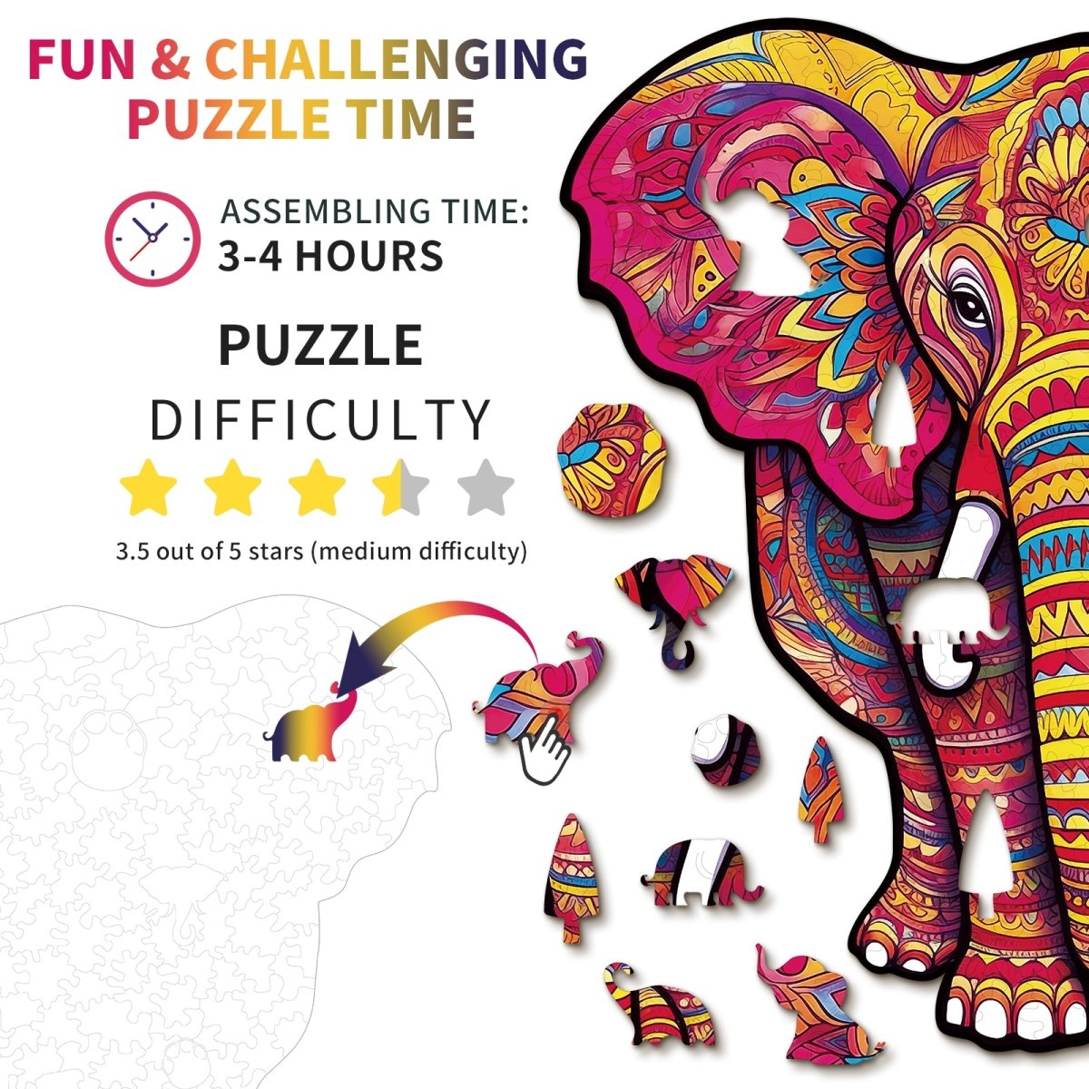 kaayee-wooden-mandala-elephant-holzpuzzle-mittel-bunt image 4