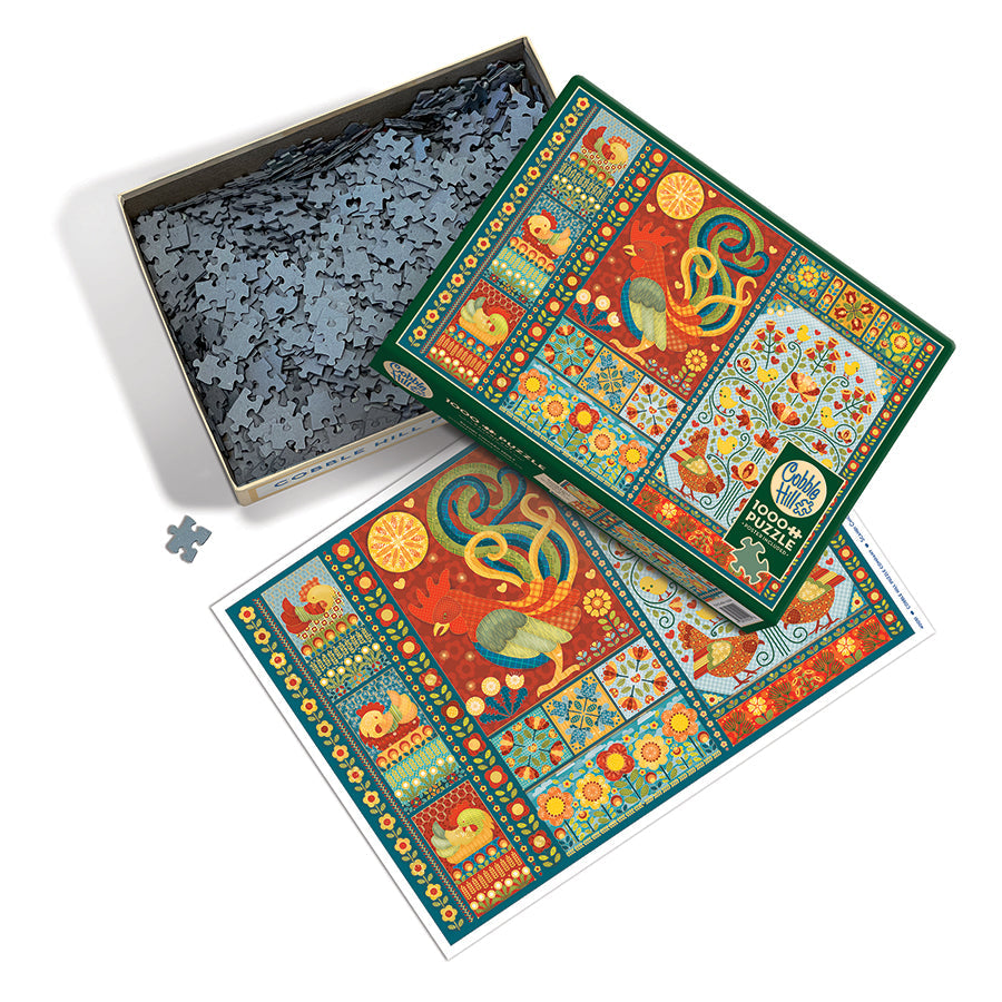 cobble-hill-1000-piece-scandi-chicken-quilt-puzzle-1000-teile-h-hner image 3