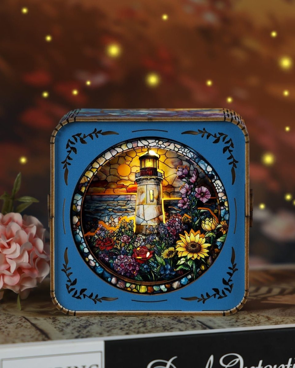 kaayee-night-light-leuchtturm-holz-puzzle-lampe-buntglas image 4