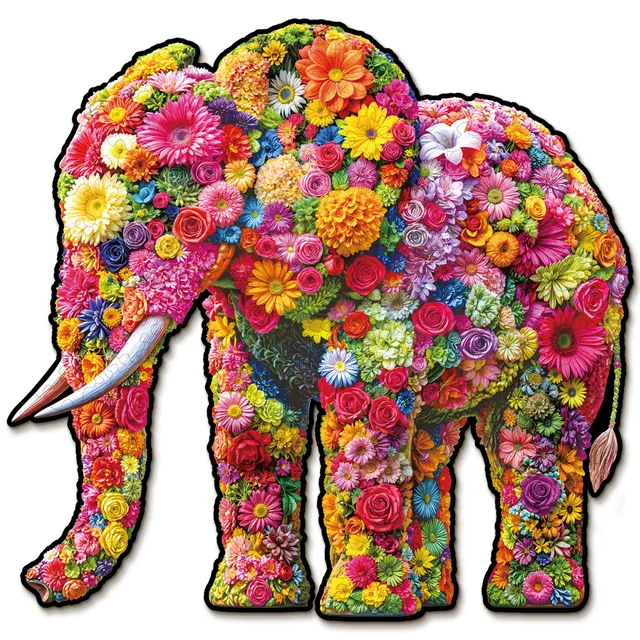 kaayee-flower-elephant-holzpuzzle-small-blumentier-elefant image 1