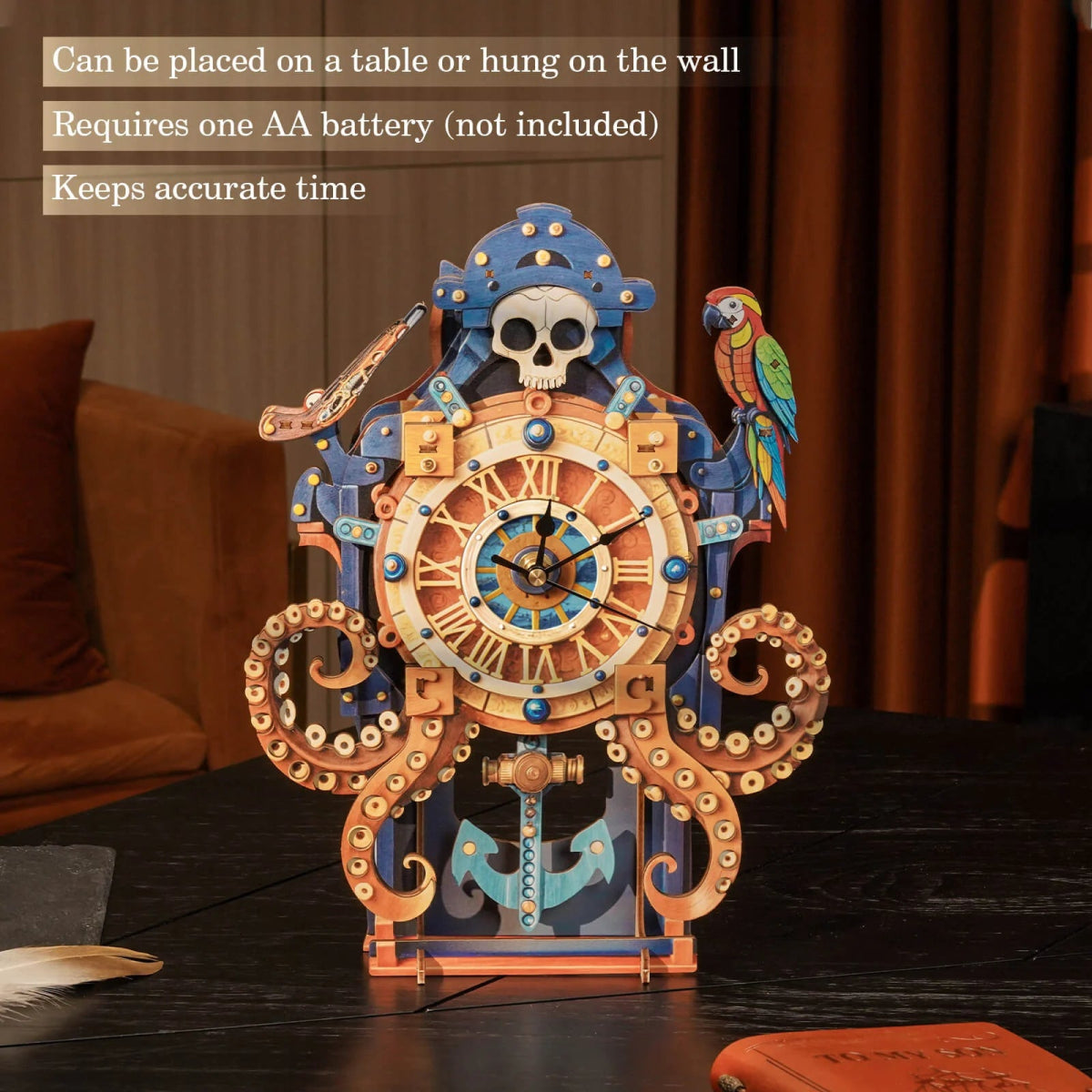 kaayee-octopus-monster-uhren-bausatz-holz-3d-puzzle-uhr image 2