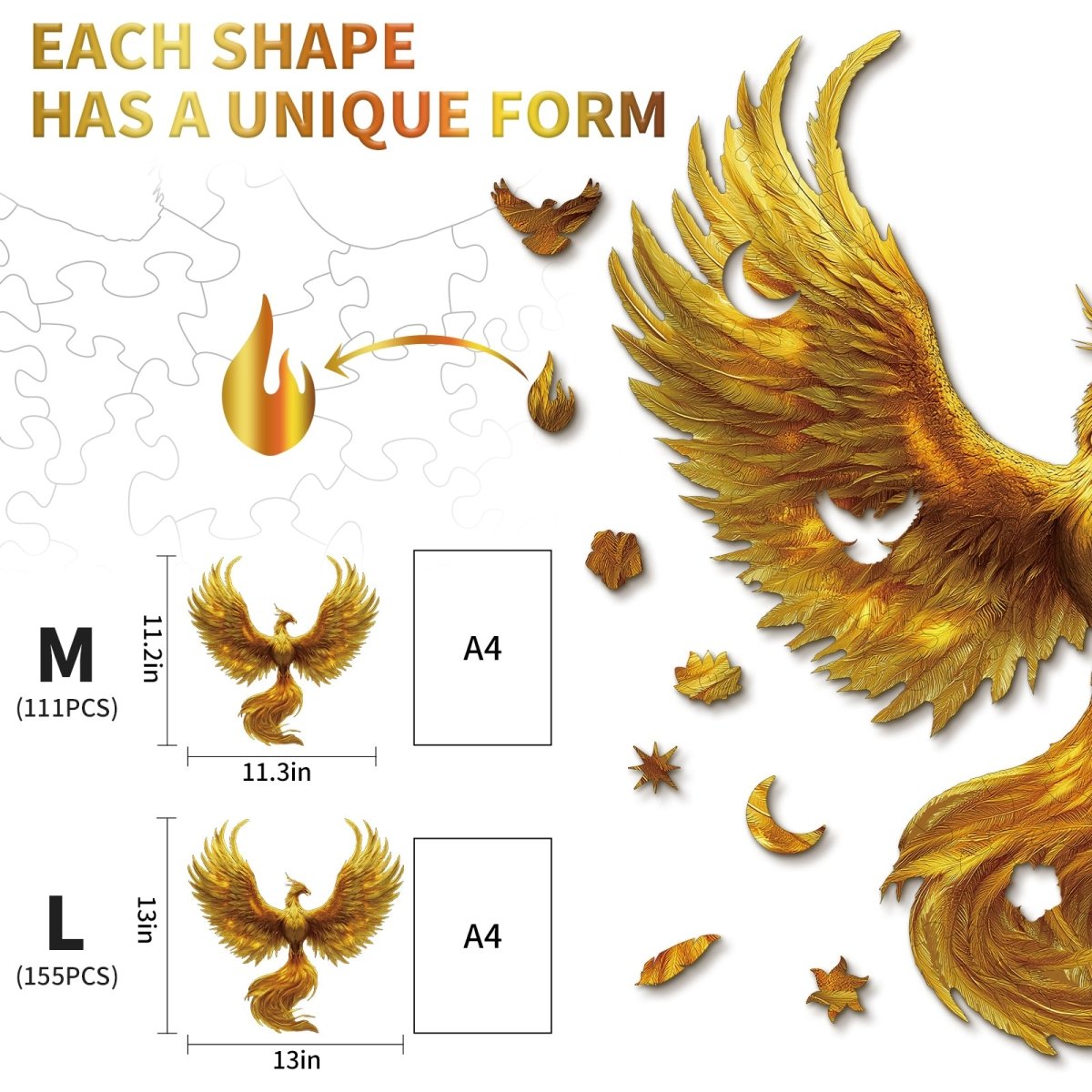kaayee-wooden-puzzle-golden-feather-phoenix-holzpuzzle-medium image 5