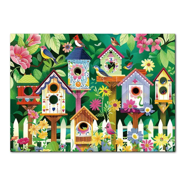 kaayee-garden-birdhouses-puzzle-1000-teile-eco-white-board image 1
