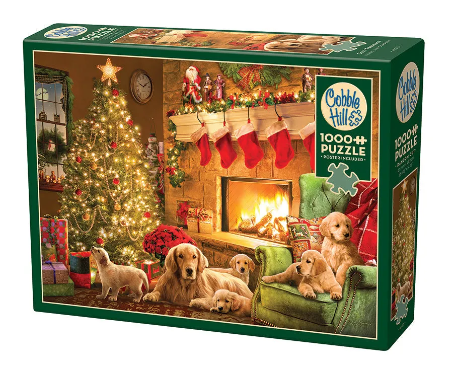 cobble-hill-cozy-fireplace-puzzle-1000-teile-weihnachten-welpen image 1