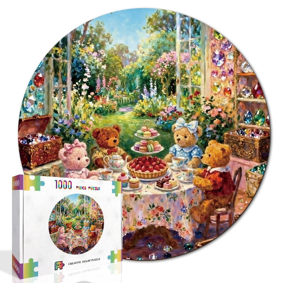 kaayee-cardboard-puzzle-teddy-tea-time-1000-teile image 2