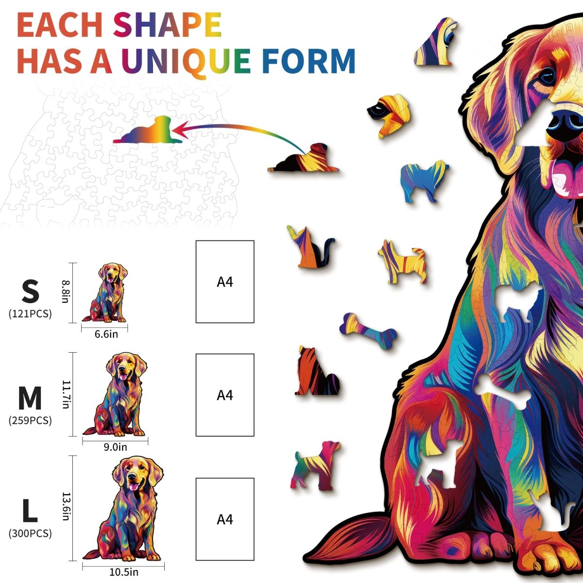 kaayee-wooden-puzzle-golden-retriever-holzpuzzle-medium-hund image 5
