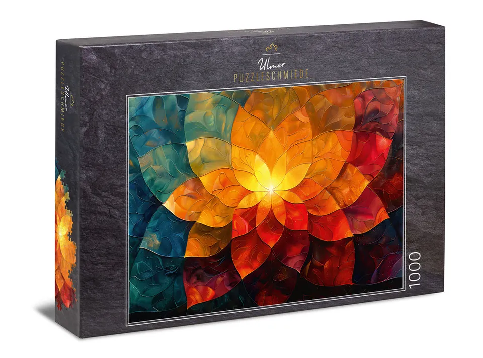 ulmer-puzzleschmiede-puzzle-1000-teile-light-blossom-mandala-blumen-puzzle image 1