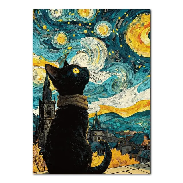 kaayee-cardboard-puzzle-moonlit-black-cat-1000-teile-schwarz image 1