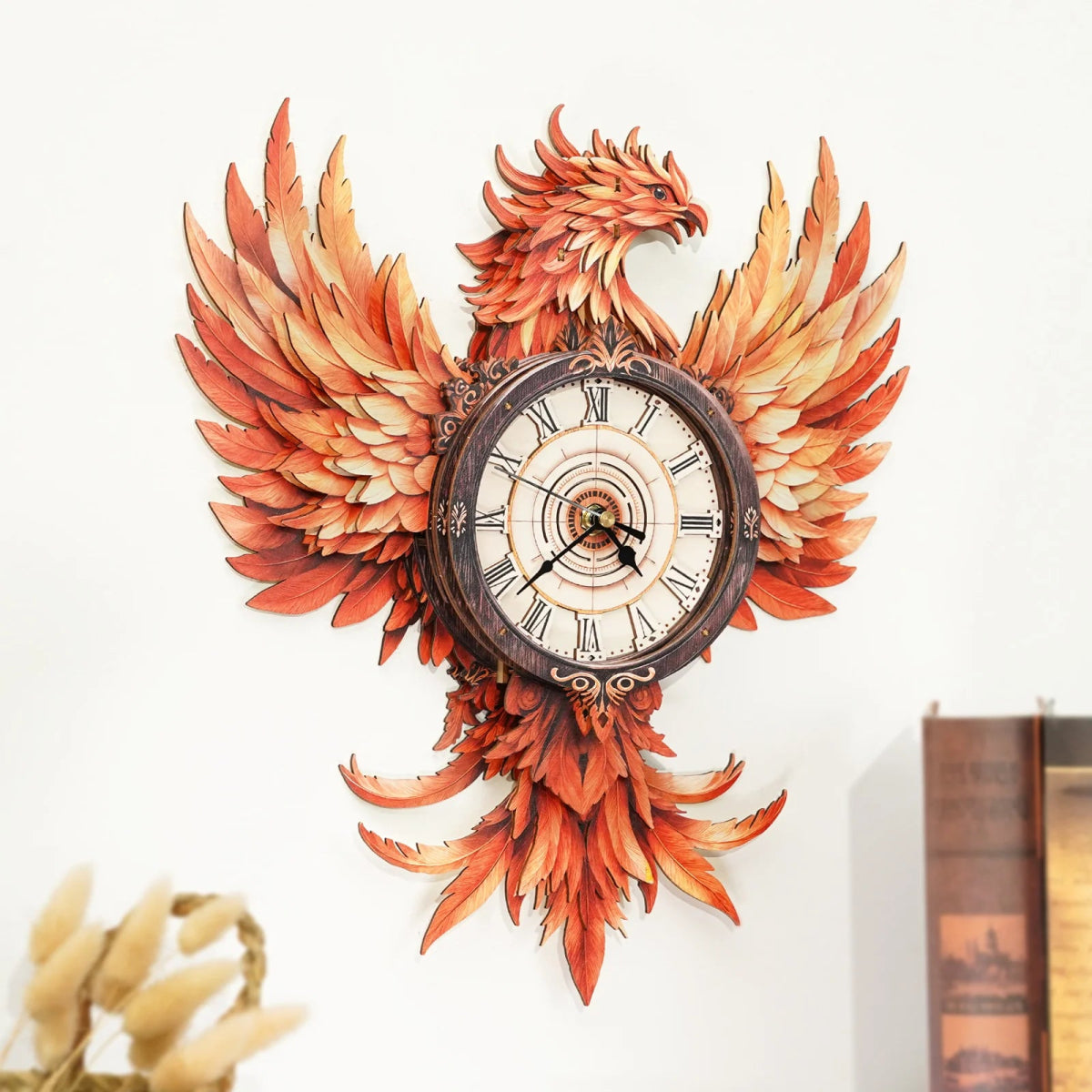 kaayee-flame-phoenix-holzuhr-3d-puzzle-bausatz-mit-pendel image 6