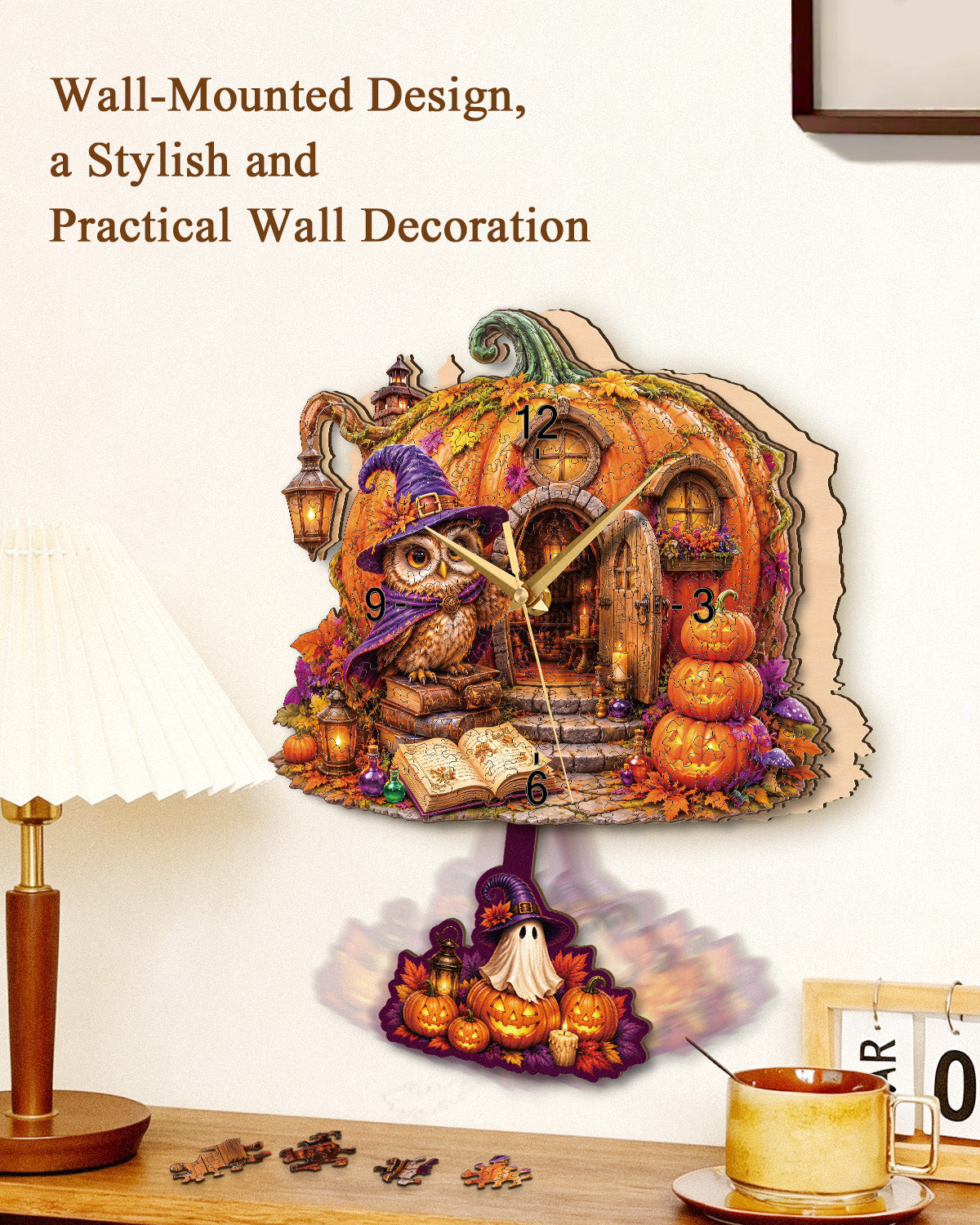 kaayee-clock-kit-enchanted-pumpkin-cottage-puzzle-uhr-holz image 4