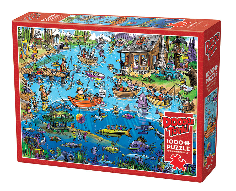 cobble-hill-doodletown-gone-fishing-puzzle-1000-teile-cartoon image 1