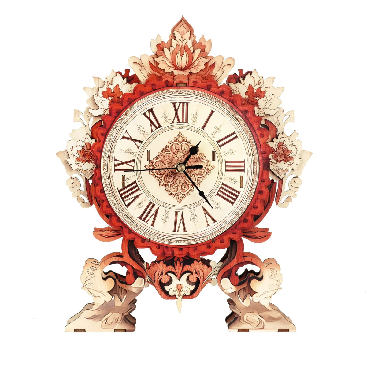 kaayee-clock-kit-flame-flower-holzuhr-3d-puzzle-bausatz image 1