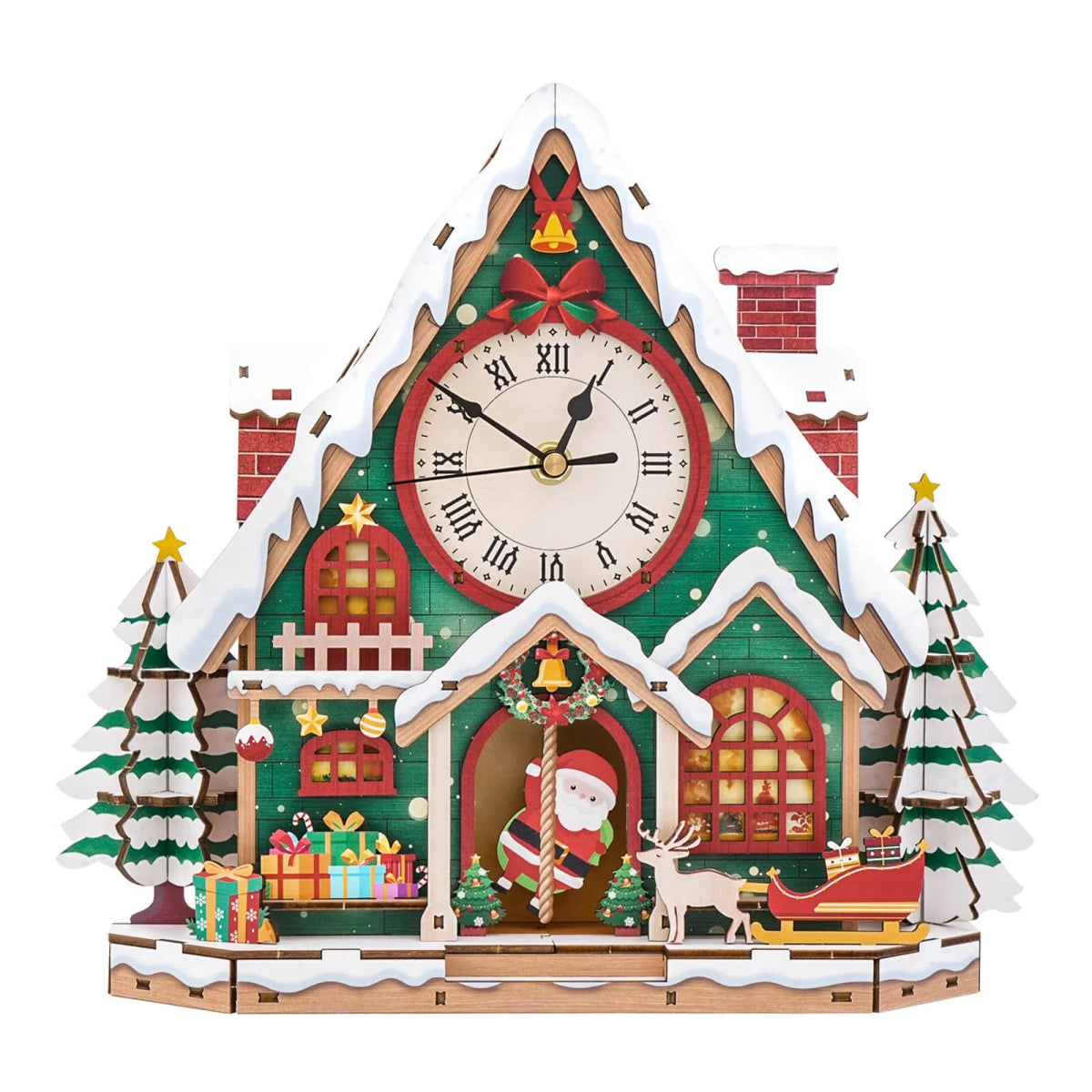 kaayee-clock-kit-snowy-christmas-house-holzuhr-bausatz-weihnachten image 1