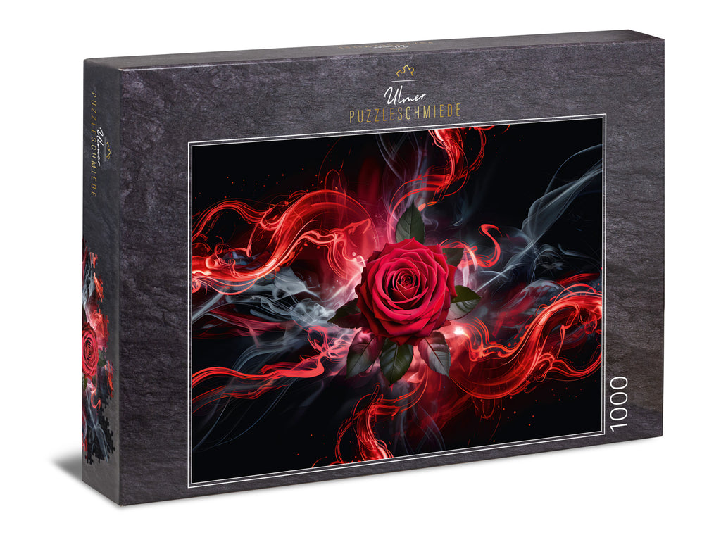ulmer-puzzleschmiede-rose-glow-1000-teile-puzzle-rote-rose image 1
