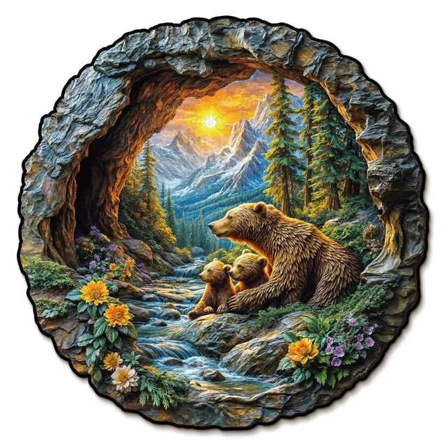 kaayee-wooden-puzzle-3d-bear-embrace-holzpuzzle-medium-b-r image 1