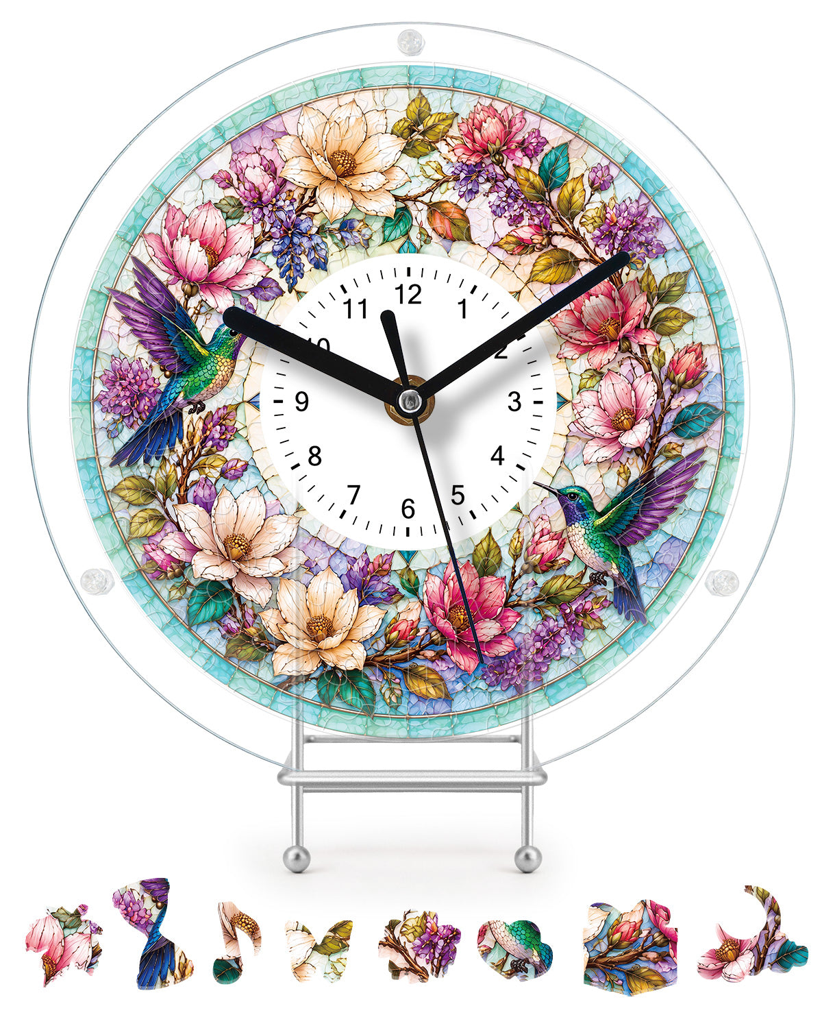 kaayee-hummingbird-garden-acryl-puzzle-uhr-regular-size image 1
