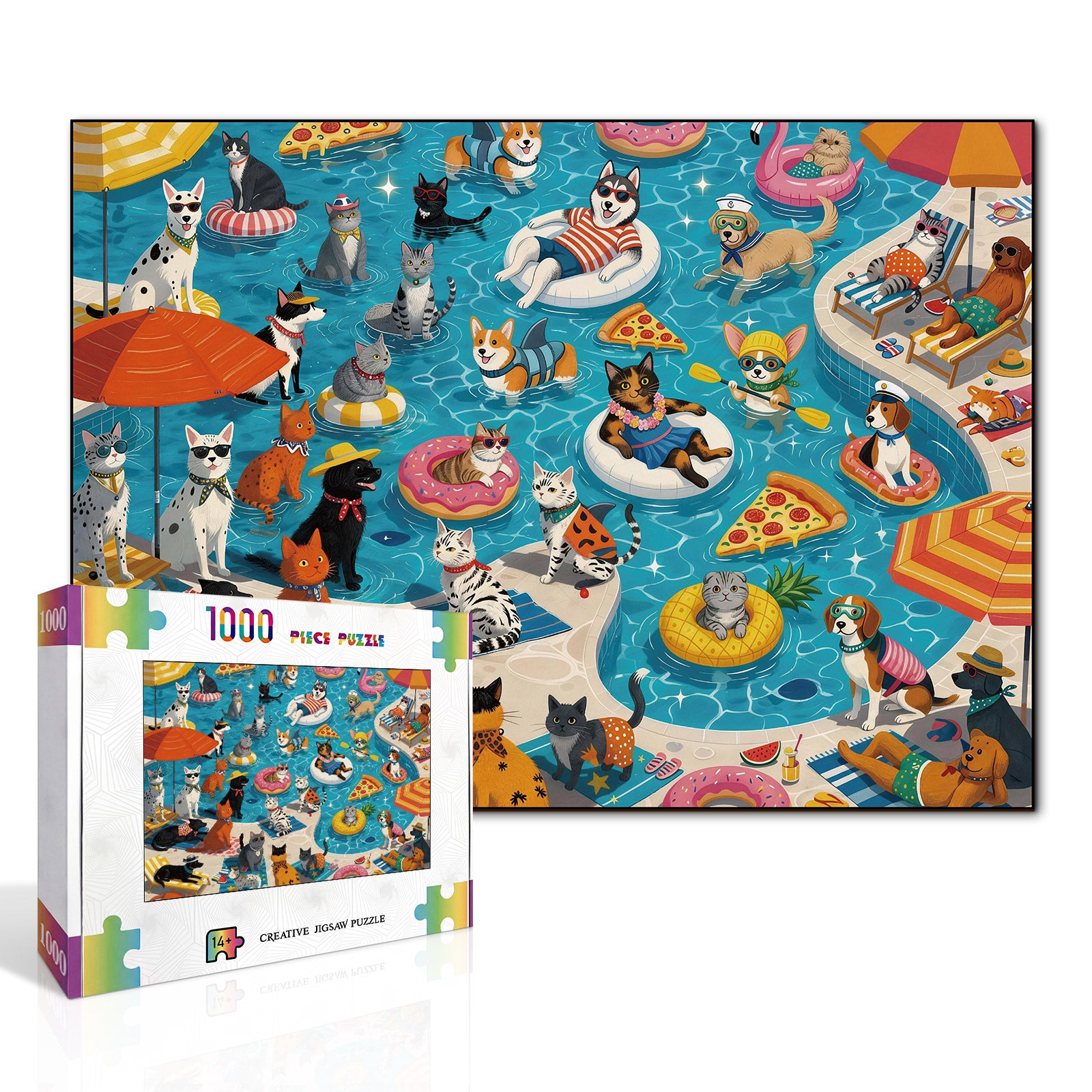 kaayee-poolside-pet-party-puzzle-1000-teile-eco-white-board image 2