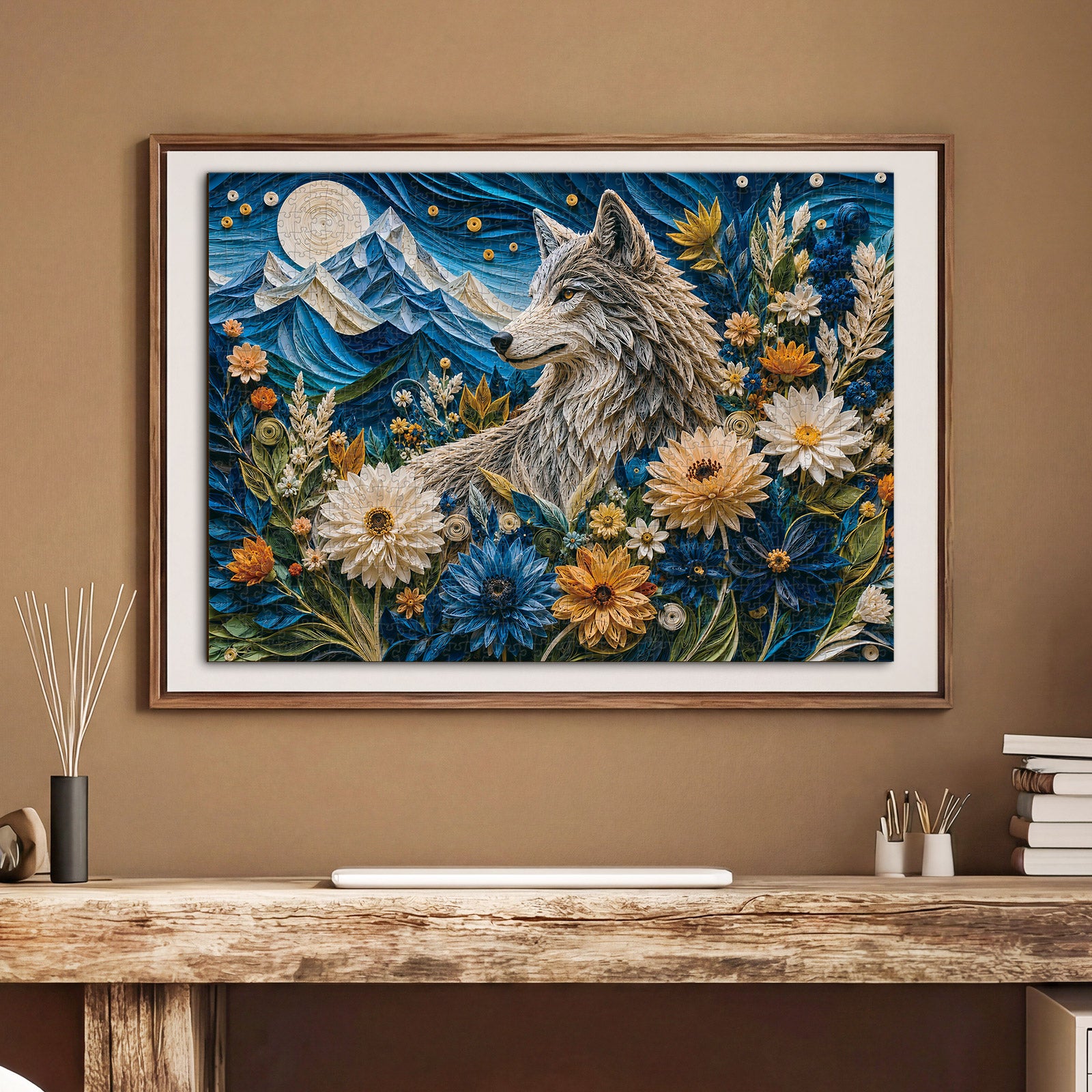 kaayee-cardboard-puzzle-moonlit-wolf-garden-1000-teile-eco-white-board image 5