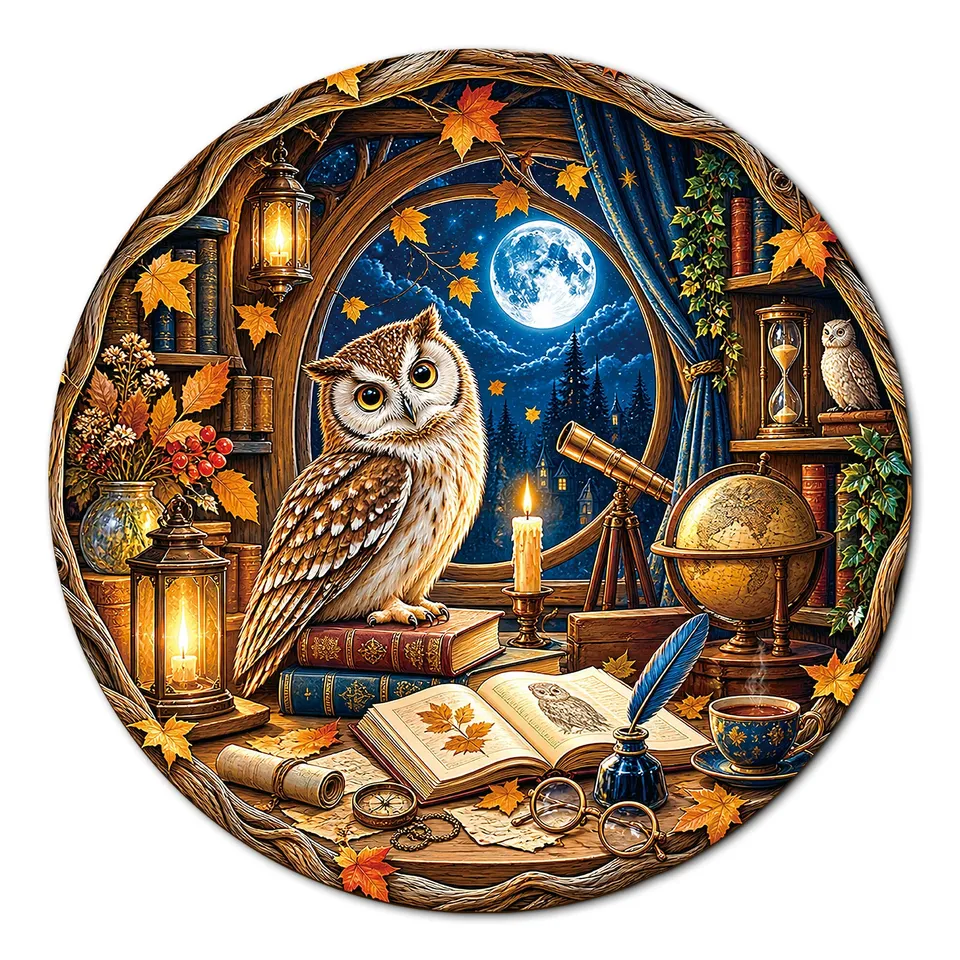 kaayee-moonlit-owl-study-karton-puzzle-1000-teile-eco image 1
